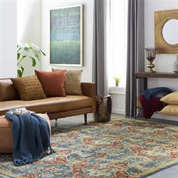 Agatha Modern Classic Blue Cotton Woven Throw Blanket|