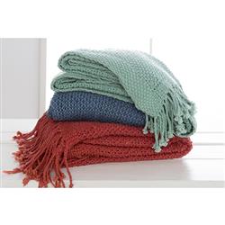 Agatha Modern Classic Blue Cotton Woven Throw Blanket|