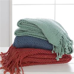 Agatha Modern Classic Blue Cotton Woven Throw Blanket|