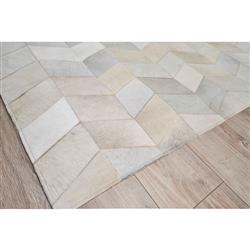 Modern Grey Leather Hide Herringbone Patterned Rug - 5G??x8GǦ|