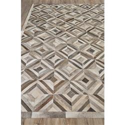 Modern Grey Leather Hide Diamond Patterned Rug - 5G??x8GǦ|