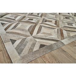 Modern Grey Leather Hide Diamond Patterned Rug - 5G??x8GǦ|