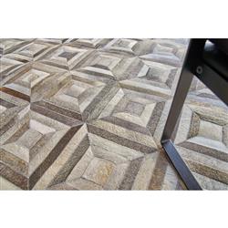 Modern Grey Leather Hide Diamond Patterned Rug - 5G??x8GǦ|