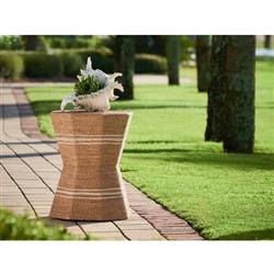 Sam Coastal Beach Brown Abaca Rope Octagonal Side End Table|