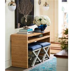 Ariah Coastal Brown Rattan Rectangular Console Table|