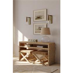Ariah Coastal Brown Rattan Rectangular Console Table|