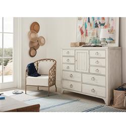 Khari Coastal Beach White Cushion Brown Rattan Round Barrel Chair|