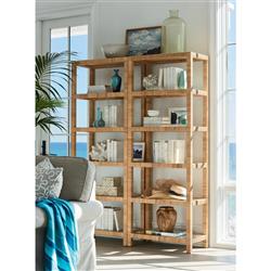 Ariah Coastal Beach Glass Brown Rattan Display Bookcase|