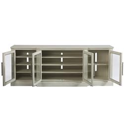 Hanna Coastal Beach White Wood 4 Door Media Cabinet|