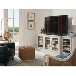 Hanna Coastal Beach White Wood 4 Door Media Cabinet|