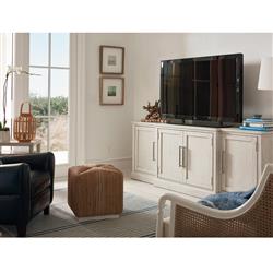 Hanna Coastal Beach White Wood 4 Door Media Cabinet|