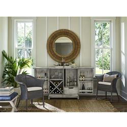 Sam Coastal Beach Brown Woven Abaca Round Wall Mirror|