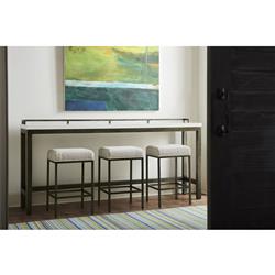 Karina White Wood Top Grey Frame Console Table With Performance Seat Stools - 82"W|