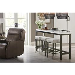 Karina White Wood Top Grey Frame Console Table With Performance Seat Stools - 82"W|
