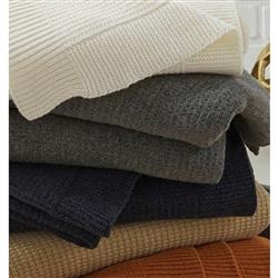 Sferra Modern Pettra Grey Ribbed Lambs Wool Throw Blanket|