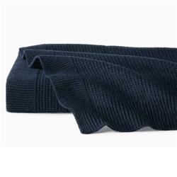 Sferra Modern Pettra Midnight Black Ribbed Lambs Wool Throw Blanket|