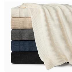 Sferra Modern Pettra Midnight Black Ribbed Lambs Wool Throw Blanket|