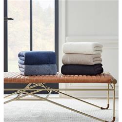 Sferra Modern Pettra Midnight Black Ribbed Lambs Wool Throw Blanket|