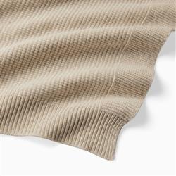 Sferra Modern Pettra Beige Ribbed Lambs Wool Throw Blanket|