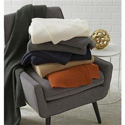 Sferra Modern Pettra Beige Ribbed Lambs Wool Throw Blanket|