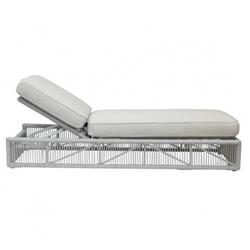 Mateo Coastal Grey Cushion Rope Outdoor Adjustable Chaise Lounge|