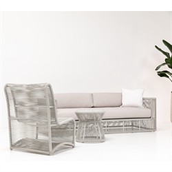 Mateo Coastal Grey Cushion Rope Outdoor Armless Club Chair|