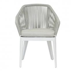 Mateo Coastal Grey Cushion Rope Outdoor Dining Arm Chair|