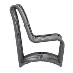 Levi Coastal Black Woven Rope Outdoor Armless Club Chair|