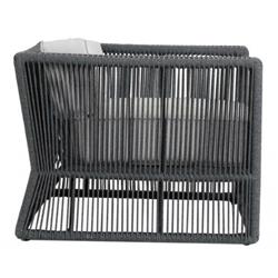 Levi Coastal Grey Cushion Black Woven Rope Outdoor Club Arm Chair|