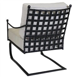 Aurore Beige Cushion Black Metal Rocking Outdoor Club Chair|