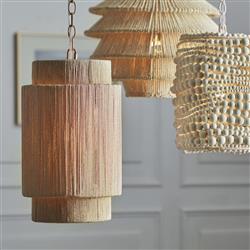 Palecek Everly Coastal Beach Natural Abaca Rope Single Pendant|