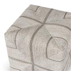 Palecek Fritz Coastal Beach Grey Lampakanai Rope Hardwood Square Ottoman|