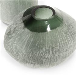 Palecek Mykonos Coastal Beach Green Etched Glass Vase - Medium|