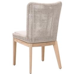 Kailey Coastal Grey Teak Beige Woven Rope Outdoor Dining Side Chair - Set of 2|