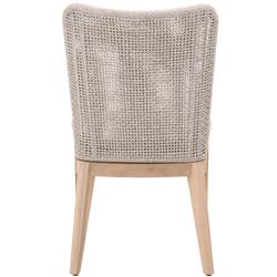 Kailey Coastal Grey Teak Beige Woven Rope Outdoor Dining Side Chair - Set of 2|