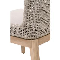 Kailey Coastal Grey Teak Beige Woven Rope Outdoor Dining Side Chair - Set of 2|