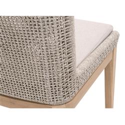 Kailey Coastal Grey Teak Beige Woven Rope Outdoor Dining Side Chair - Set of 2|