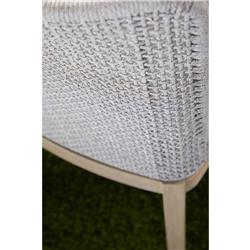 Kailey Coastal Grey Teak Beige Woven Rope Outdoor Dining Side Chair - Set of 2|