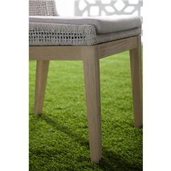 Kailey Coastal Grey Teak Beige Woven Rope Outdoor Dining Side Chair - Set of 2|