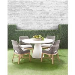 Theodore Coastal Beach Grey Woven Rope Teak Wood Outdoor Dining Chair - Set of 2|