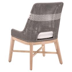 Theodore Coastal Beach Grey Woven Rope Teak Wood Outdoor Dining Chair - Set of 2|