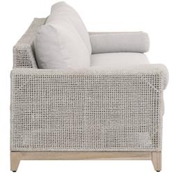 Alaina Coastal Beach Grey Woven Rope Teak Wood Outdoor Sofa - 90"|