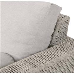 Alaina Coastal Beach Grey Woven Rope Teak Wood Outdoor Sofa - 90"|