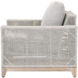 Alaina Coastal Beach Grey Woven Rope Teak Wood Outdoor Arm Chair|