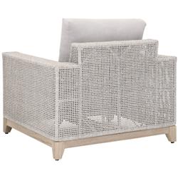 Alaina Coastal Beach Grey Woven Rope Teak Wood Outdoor Arm Chair|