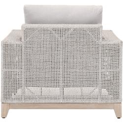 Alaina Coastal Beach Grey Woven Rope Teak Wood Outdoor Arm Chair|