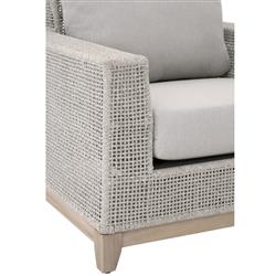 Alaina Coastal Beach Grey Woven Rope Teak Wood Outdoor Arm Chair|