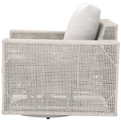 Alaina Coastal Beach Grey Woven Rope Aluminum Outdoor Swivel Rocker Arm Chair|