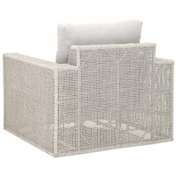 Alaina Coastal Beach Grey Woven Rope Aluminum Outdoor Swivel Rocker Arm Chair|
