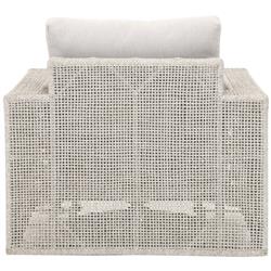 Alaina Coastal Beach Grey Woven Rope Aluminum Outdoor Swivel Rocker Arm Chair|